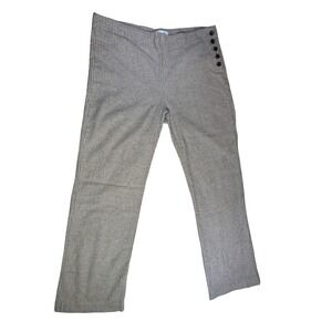 Sundance‎ Womens 14 Linen Blend Striped Sailor Button Side Straight Leg Pants